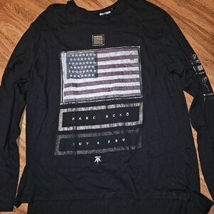 Marc Ecko Black Long Sleeve Shirt with Flag Design